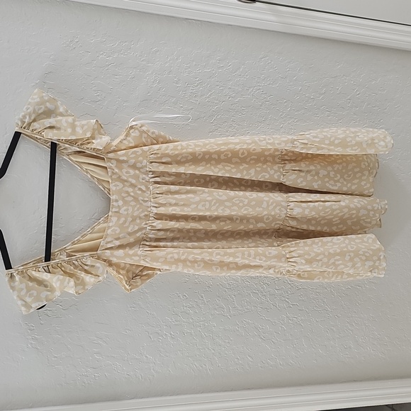 Cream Ruffle Mini Dress - Picture 2 of 5